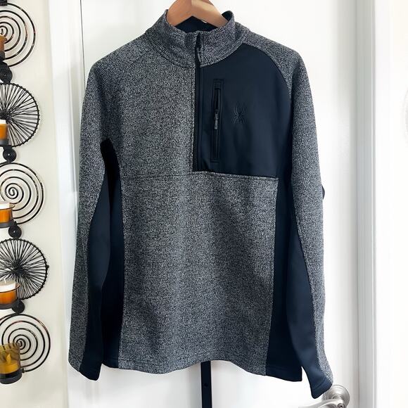 Spyder Other - Spyder Mens Quarter 1/4 Zip Lightweight Fleece Pullover- Black Gray, Size XL